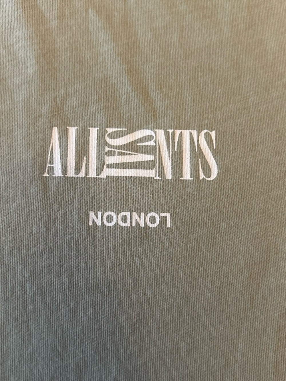 All Saints Olive Green Logo Cushion Cover with White Text